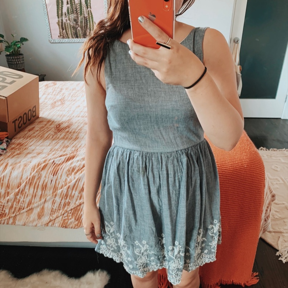 Gray Lace Detail Dress